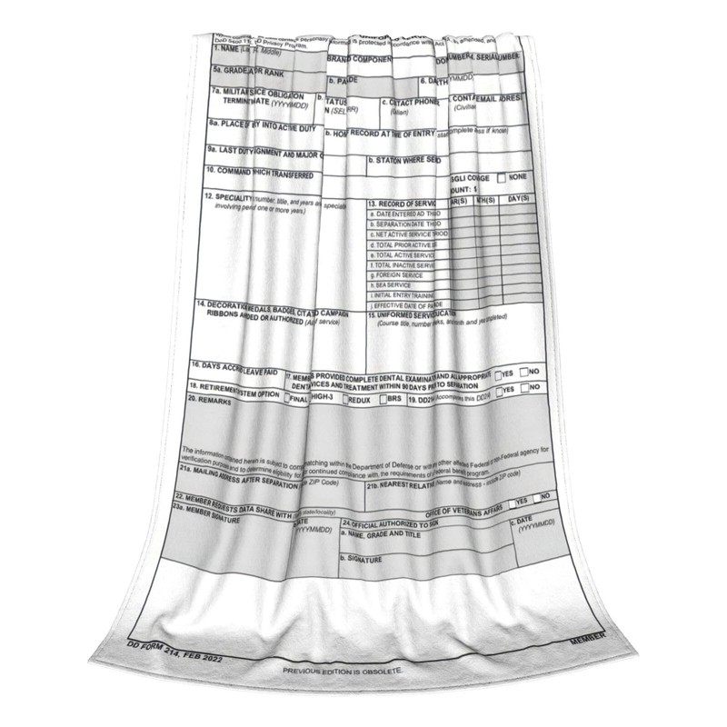 CowBey DD Form 214 Throw Blanket Veterans-Blanket Gifts-for Retired Men