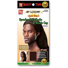 Beauty Town Open Back Luxury Spandex Dreadlocks & Braids Cap Dark Brown #2244