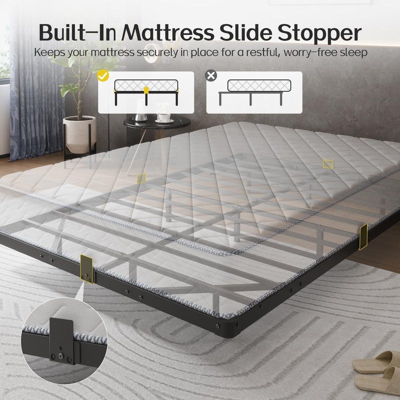 Liians Queen Size Floating Bed Frame with USB Charging Station