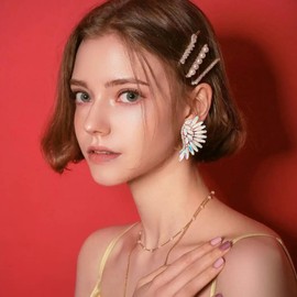 Peasimy Angel Wing Rhinestone Stud Earrings for Women Retro Sparkling Crystal Cluster Chandelier Earrings Bohemian Wing Drop Dangle Earrings Bridal Wedding Prom Jewelry Gifts (Color)