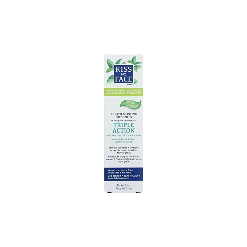 Kiss My Face Triple Action Herbal Mint Gel Toothpaste, SLS