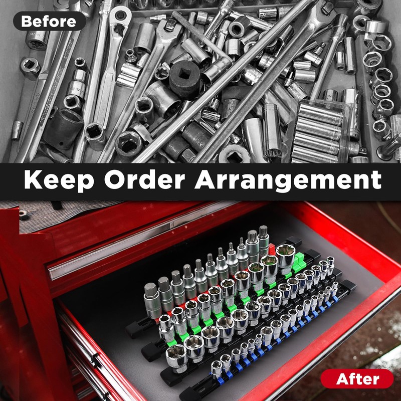 EGOFIX Socket Organizer Set 15PCS ABS Holder Kit - 1/4-Inch