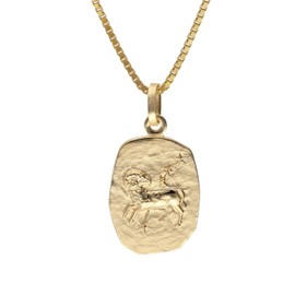 trendor Aries Zodiac Sign Gold 333 / 8K with Gold-Plated Silver Chain Zodiac Sign Pendant for Men or Women Timeless Necklace 15382-04-40 40 cm, Gold