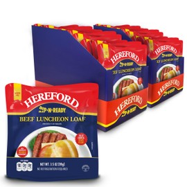 Hereford Beef Luncheon Loaf | Shelf Stable | Fully Cooked | Ready to Eat | 8g Protein per Serving | 3.5oz per Pouch (Case of 24)