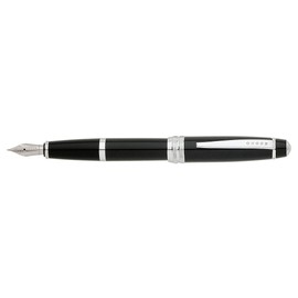 Cross Bailey Fountain Pen, Medium Point, 0.85mm, Matte Black Barrel, with 6 Black Ink Cartridges (AT0456H-11MS/3)