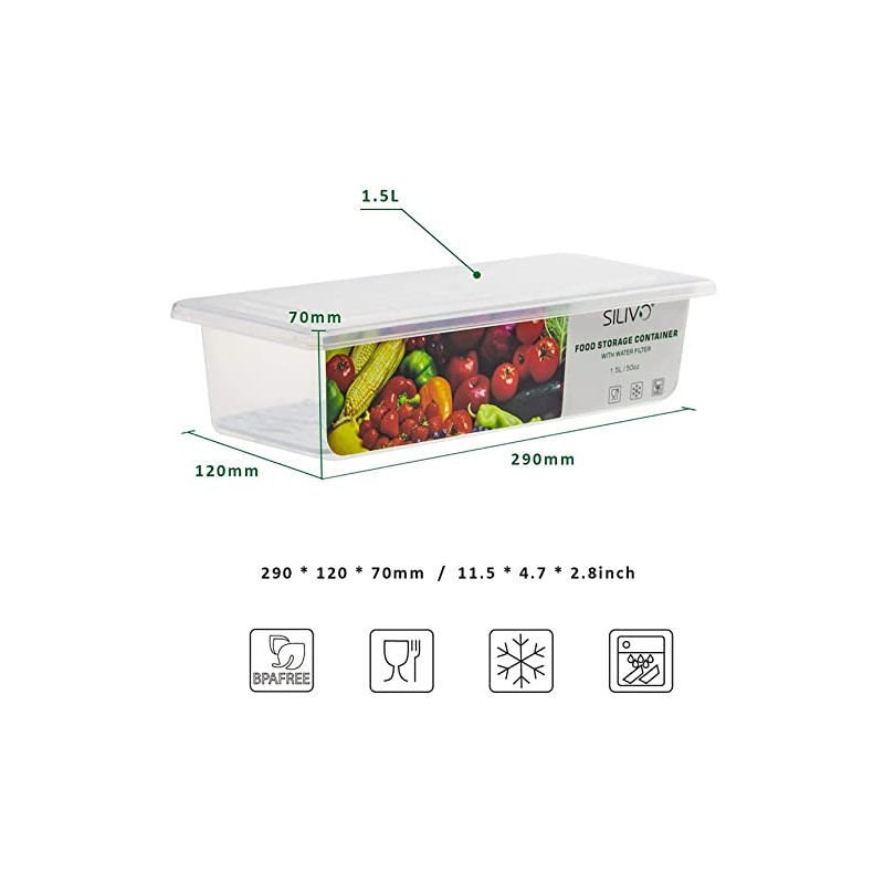 SILIVO 3-Pack Produce Storage Containers for Fresh Fruits & Vegetables