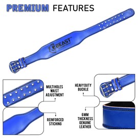 Weight Lifting Belt 4inch Leather Belt With Free Wrap - Foam Padded Back Support Gym Belt for Bodybuilding Squat Deadlift Weightlifting Belt Men Women (Blue, Medium 28" - 33")