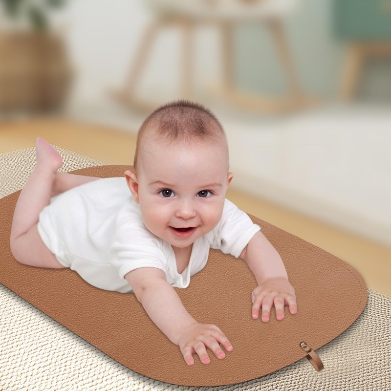 Portable Baby Diaper Changing Mat,Soft Faux Leather, Wipeable & Easy