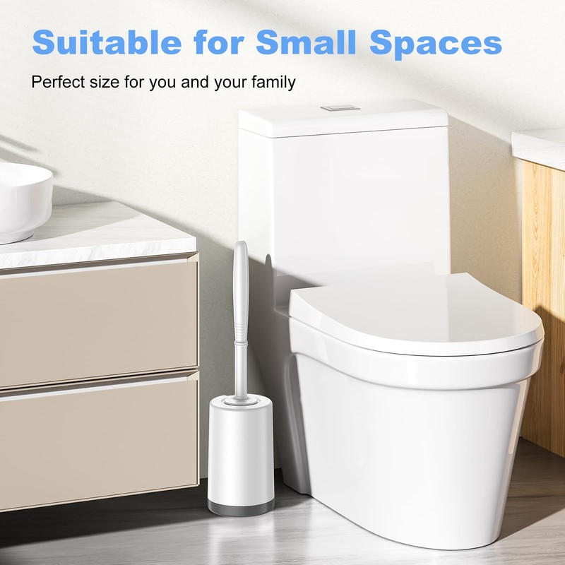 HAMITOR Toilet Bowl Brush Holder Set: Curved Design with Holder