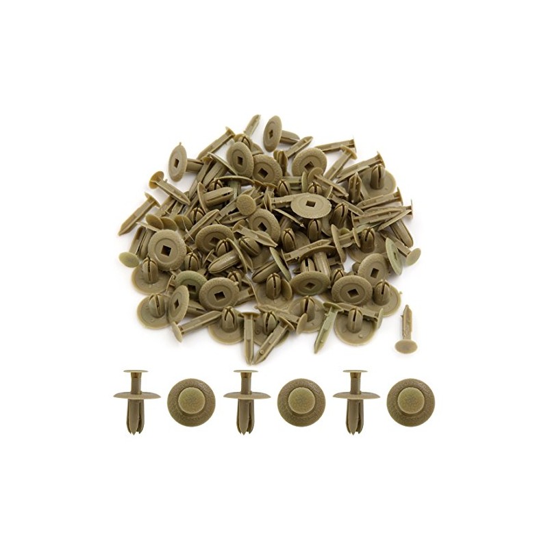 uxcell 50 Pcs Beige 6mm Hole Plastic Rivet Auto Door