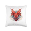 Scary Yokai Oni Mask Japanese Anime Warrior Throw Pillow