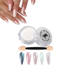 The Nails Bae White Pearl Chrome Nail Powder,Glaze Chrome, Iridescent Aurora Powder Metallic Mirror Effect Pigment Pearlescent Mermaid Pigment Pearl Glitter Dust Kit,Nail Art Decoration