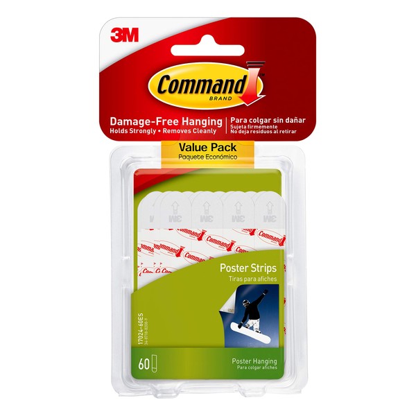 Command Poster Hanging Strips Value Pack, Small, White, 60-Strips (17024-60ES)