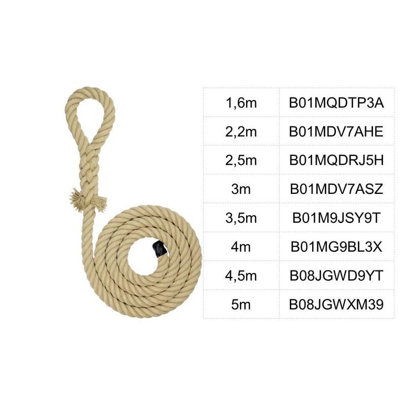 Kanirope® Kidpro Climbing Rope Polyhemp with Eye Splice, Length 1.6