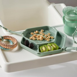 Smack Fun - The Original All-in-one Suction Plates + Safety Toy Straps - Silicone Suction Plates for Toddlers + Baby - First Foods + Self-Feeding. Comes with 2 Straps (Cambridge Blue)