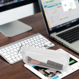 MYSXN PVC Zipper Pencil Bag,1PCS Pencil Case,Clear Pen Bag for Teen Girls School Supplies,Classroom,Office Supplies,Home,Make up Cosmetic Bag,Travel Luggage (WHITE)