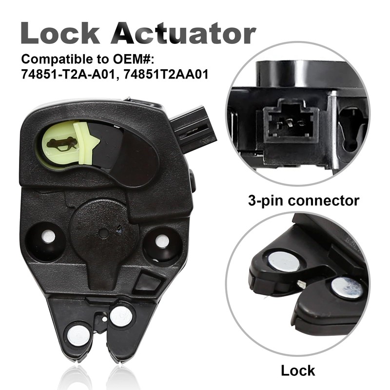 Aynaxcol Trunk Lock Actuator Latch 74851T2AA01 Trunk Lock Assembly Power