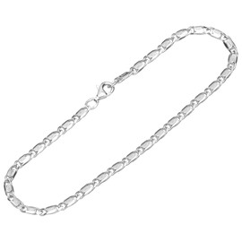 NKlaus Women's Bracelet 925 Sterling Silver 21 cm S Curb Chain Oval Pressed Women's Bracelet Fine 13018, Sterling Silver