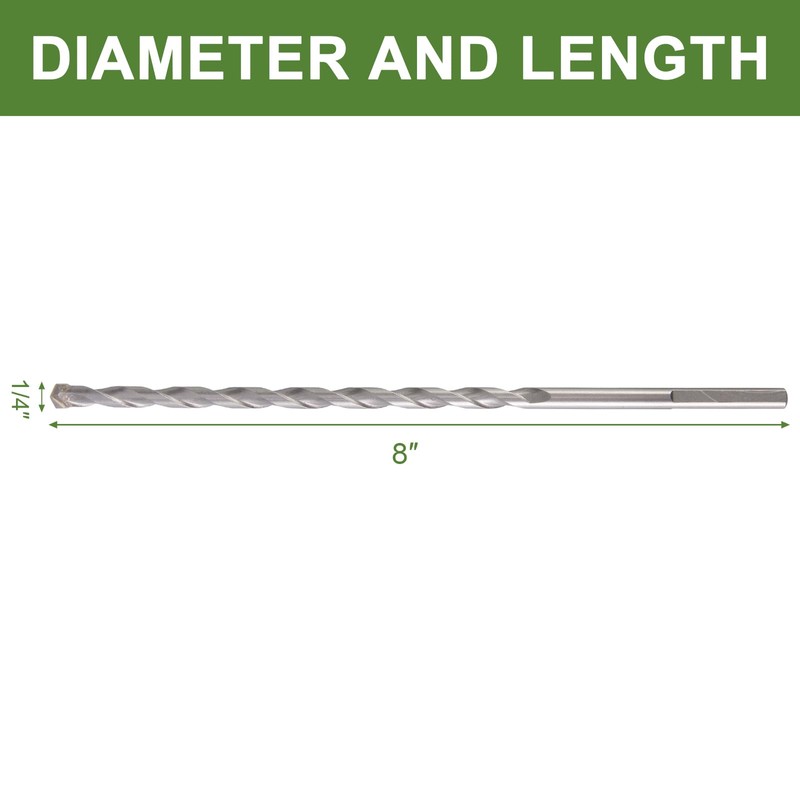 HLOFIZI 1/4" x 8" Masonry Drill Bits (6 Pack) Concrete