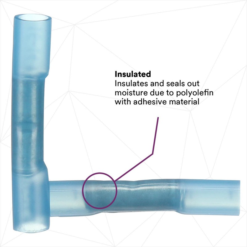 Scotchlok Butt Connector Heatshrink, 25/Bottle, MH14BCX, Built-in Wire Stop for