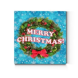 Renditions Gallery Christmas, Canvas Wall Art, Holiday Décor, Angel, Bells, Christmas Tree, Ginger Bread, Egg Nog, Snow Man, Santa, Reindeer -Wreath Holiday-10X10