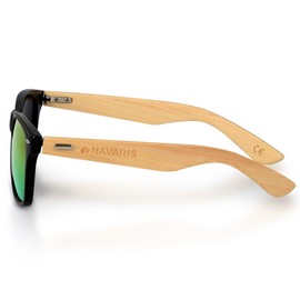 Navaris UV400 Wooden Sunglasses Unisex Men and Women Glasses with Bamboo Arms Wooden Glasses with Case Various Colours -