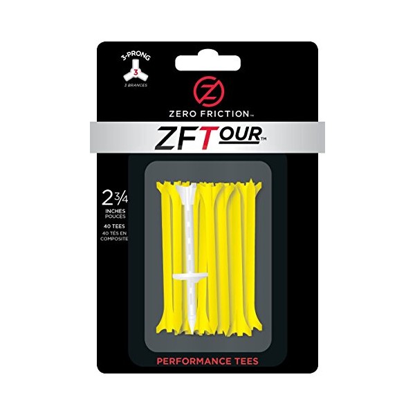Zero Friction Tour 3-Prong Golf Tees (2-3/4 Inch, Yellow, Pack