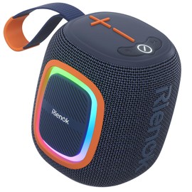 RIENOK Bluetooth Speaker Wireless Portable Waterproof Speaker with Lights FM Radio 15-Hour Playtime Bluetooth 5.3 TF Card USB Playback Mini Speakers for Home Garden Party Camping Travel