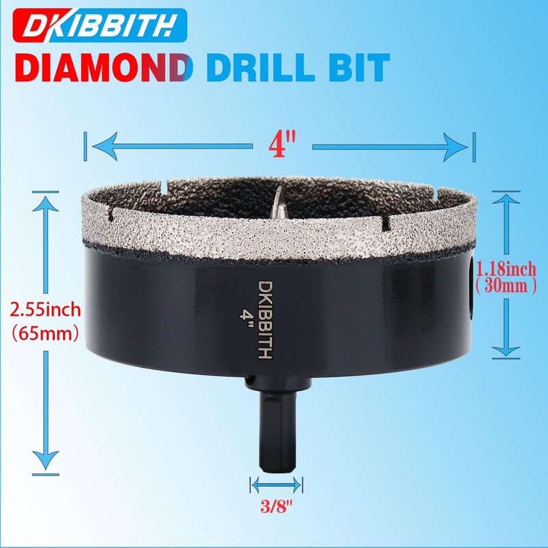 4" Diamond Hole-Saw Bits with Pilot Drill Bit 4 in