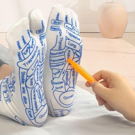 Acupressure Foot Socks with Meridian Massage Stick Set Blue (Men's) 2ea