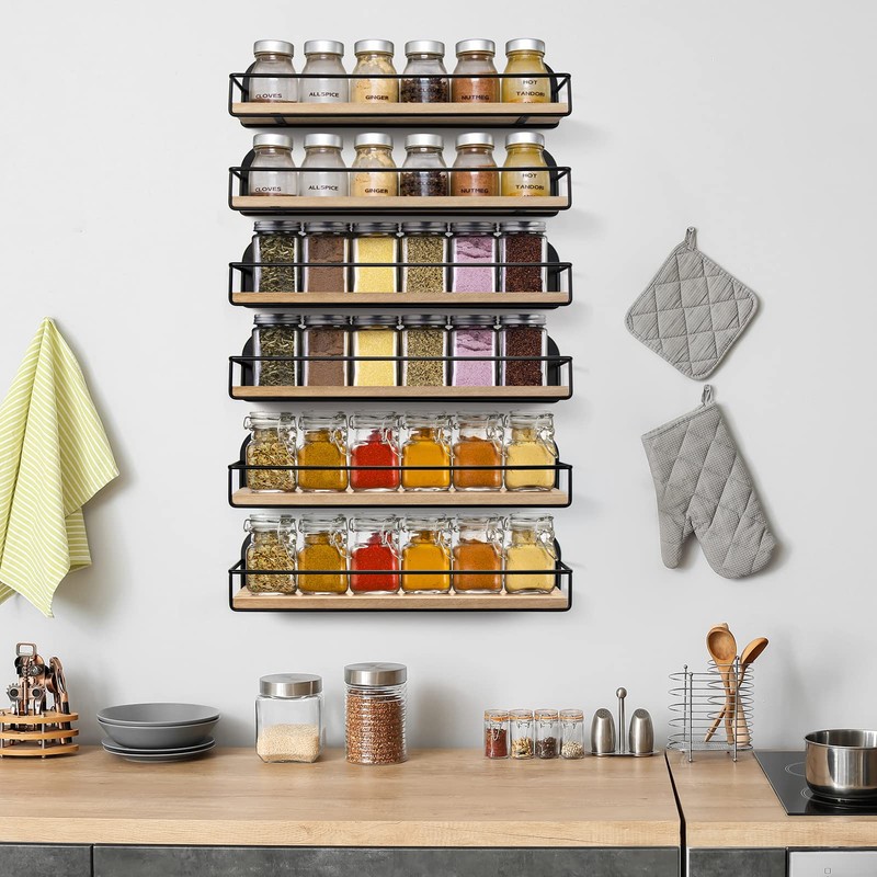 TJ.MOREE 2 Pack Spice Rack Wall Mount Rustic Style Hanging