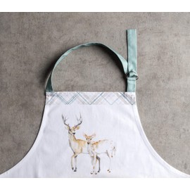 Maison d' Hermine Apron 100% Cotton 27.50"x31.50" Adjustable Neck Strap Apron with Center Pocket for Mothers Day Gifts, BBQ Women, Men, Chef, Deer In The Woods (With Pocket) - Thanksgiving/Christmas