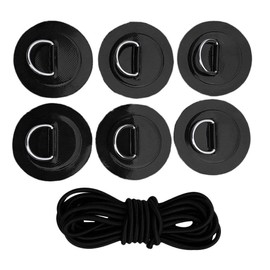 Pvc Heavy Duty SUP Bungee Deck Rigging Kit with 6 Pieces Stainless Steel D-Ring Patchsuit for Inflatable Boat Kayak Canoe Deck Accessories (Black)