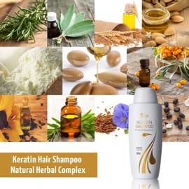 Vitamins Keratin Shampoo Hair Treatment - Biotin and Collagen Protein with Castor Oil for Curly Wavy and Straight Hair - Sulfate Free Product for Dry Damaged or Color Treated Hair