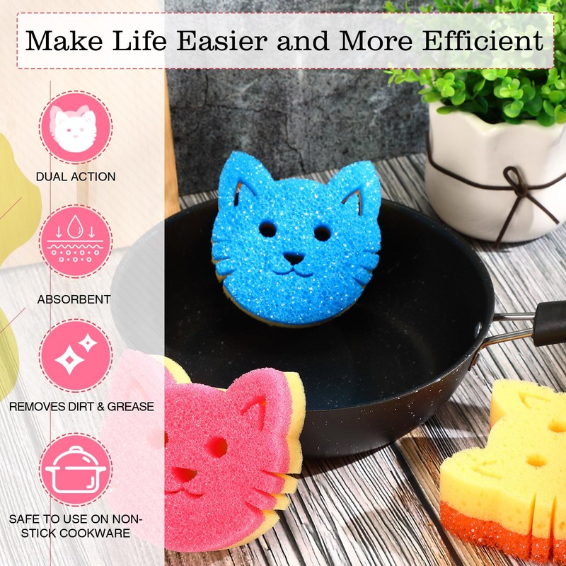 FillTouch 3 Pcs Dual Sided Scrub Sponge Multi Functional Sponge