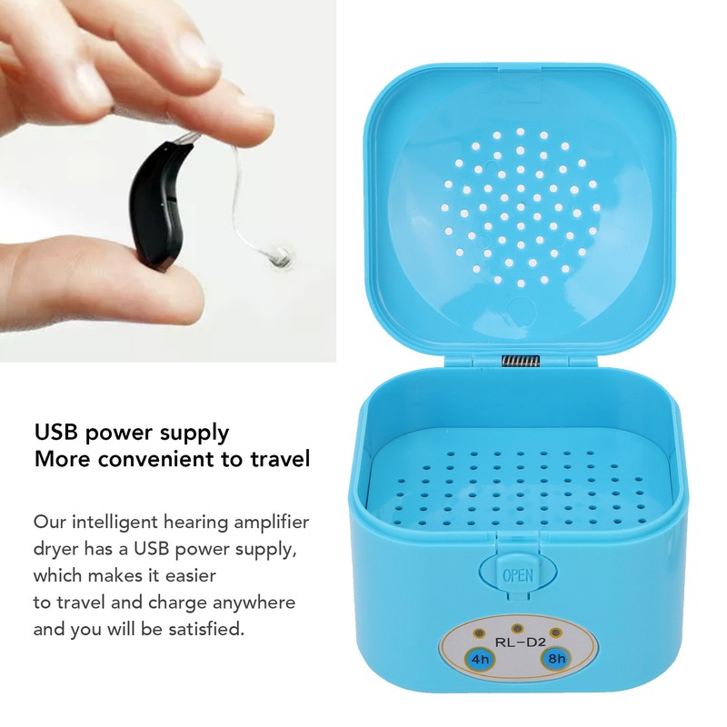 Hearing Amplifier Dryer Dehumidifier Electronic Automatic USB Blue Timer Hearing