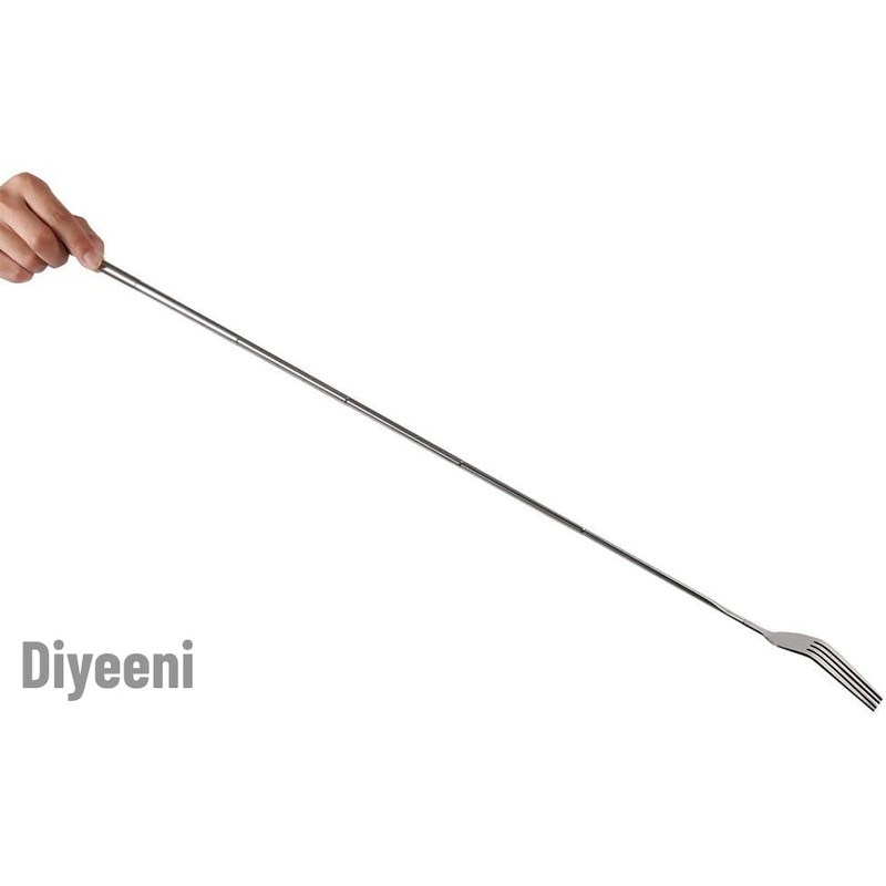 Stainless Steel Dinner Fork,BBQ Telescopic Extendable Dinner Fruit Dessert Long