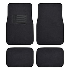 BDK MT-100-BK Classic Carpet Floor Mats for Car & Auto - Universal Fit -Front & Rear with Heelpad (Black)