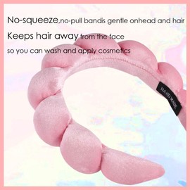 BEBEEPOO Hairband, 4pack Puffy Spa Headbands & Wristband Set, Makeup Headband, Face Wash Headband, Skincare Headbands, Sponge Hair Band Bow Tie for Washing Face, Hair Accessories for Women Gifts