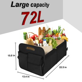 HABOPET Trunk Organizer for Car, Collapsible Car Organizers and Storage, Car Accessories for Women and Men, Multi-Compartment Car Storage Organizer for SUV, Car, Mini-Van, Black