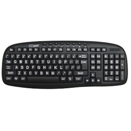 Datacal New Improved EZsee by DC Large Print Keyboard, Black KeyBoard Background and Frame with White Letters or Characters (353)