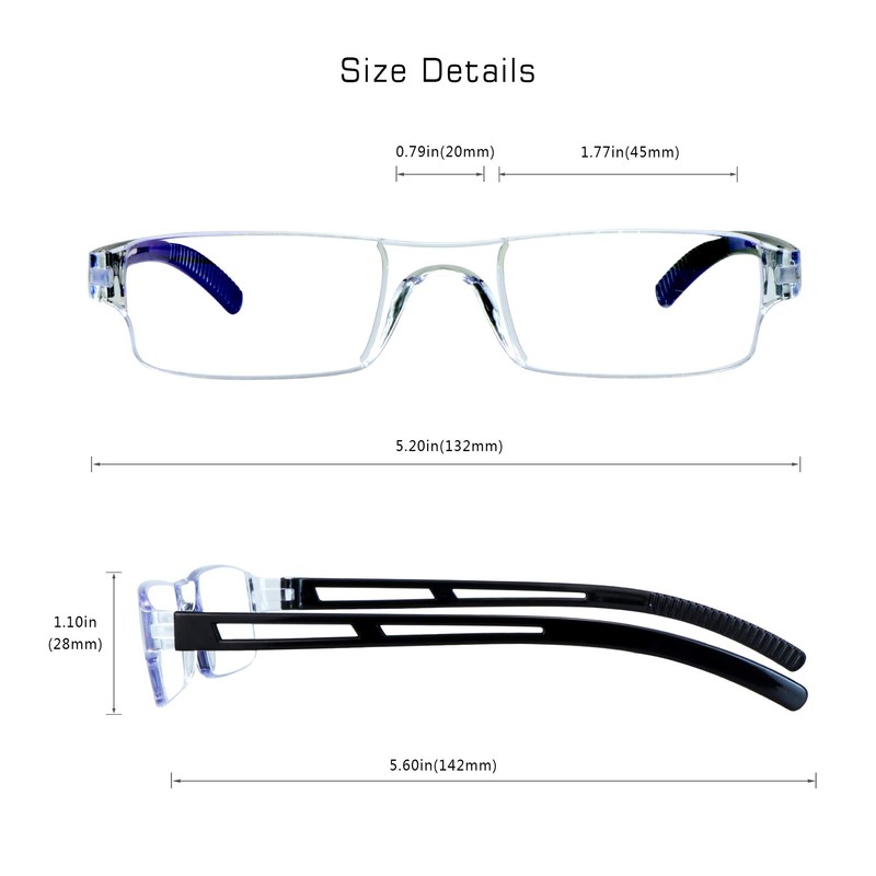 VisionGlobal 5 Pairs Reading Glasses, Blue Light Blocking Glasses, Computer