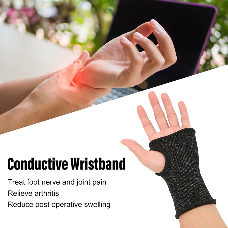 2pcs Conductive Wristband Reduce Pain Swelling Silver Fiber Elastic for