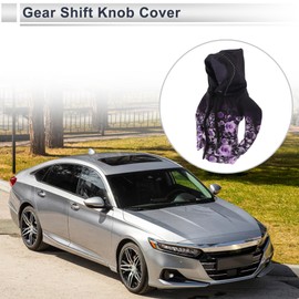 RATCHROLL 1 Pc Universal Gear Shift Knob Cover Automotive Manual Stick Shifting Handle Protector Flower Hoodie Style Black,Purple Polyester