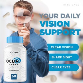 rize labs - Ocurenew Vision Support Supplement, All-Natural Capsules for The Improvement of Vision Health and Better Ability to Focus, Support Healthy Eye Functions (60 Capsules)