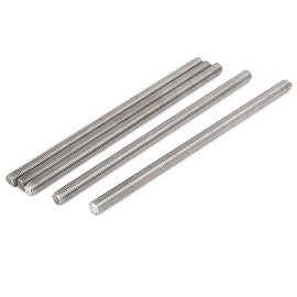 Sourcingmap M8 x 170mm 304 Stainless Steel Fully Threaded Rods Fasteners Silver Tone 5 Pcs