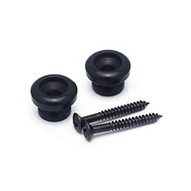 Metallor Guitar Strap Buttons Mushrooms Head Guitar End Pins Strap Locks with Mounting Screws for Acoustic Electric Guitar or Bass Ukulele Set of 2Pcs. (Black)