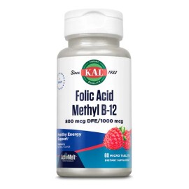 Kal Tabletas Ácido Fólico 800 Mcg Metil B-12 Frambuesa 60