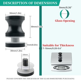 Alise Shower Glass Door Handle,Sliding Shower Doors Knob,One Sided Pull Hardware Replacement Parts for Bathroom Glass Doors,Solid SUS304 Stainless Steel Black Finish,L9000-B