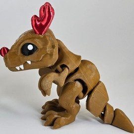 Articulated Dinosaur 3d printed Heart T-Rex Dinodeer and Santasaurus Santa Hat and Rudolph versions, desk toy, dinosaur figurine, desk fidget - Style: Dinodeer T-Rex